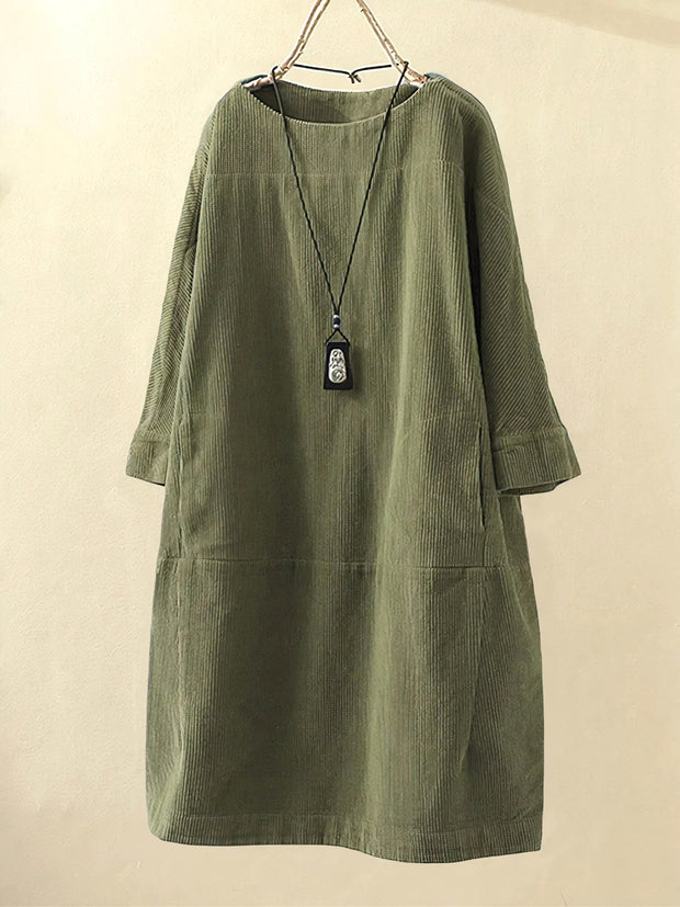 Leanna | Women's Draped Tummy-Control Midi Dress - Army Gree