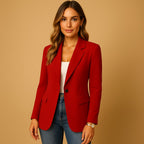 Lenora | Women's Single Breasted Stretch Blazer - Red
