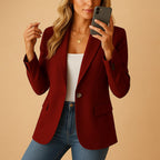 Lenora | Women's Single Breasted Stretch Blazer - Wine Red