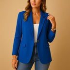 Lenora | Women's Single Breasted Stretch Blazer - Blue