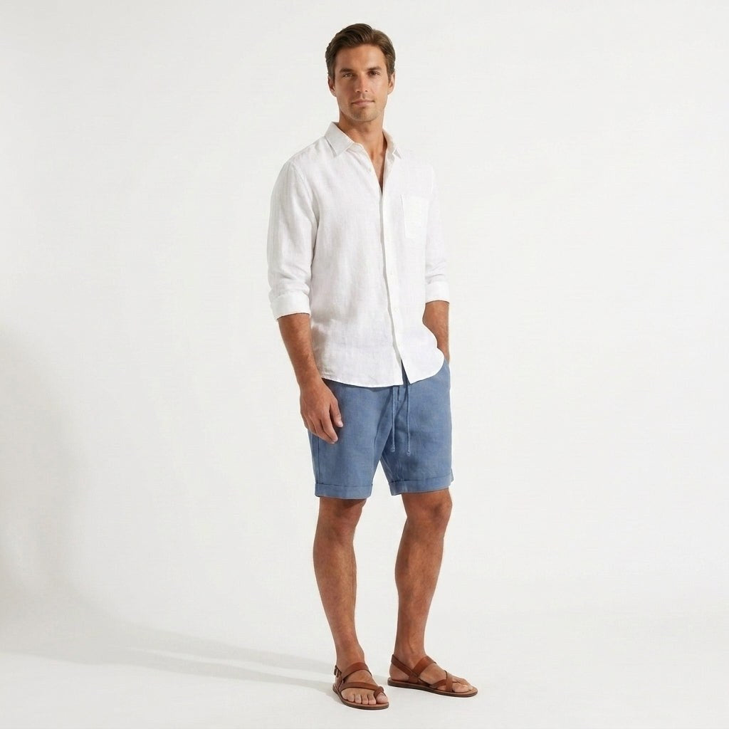 Keith | Men's Linen Shorts with Drawstring, Lightweight Summer Shorts | The Dress Cellar