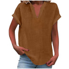Lexi | Women's Relaxed V-Neck Blouse - Army Green