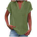 Lexi | Women's Relaxed V-Neck Blouse - Brown