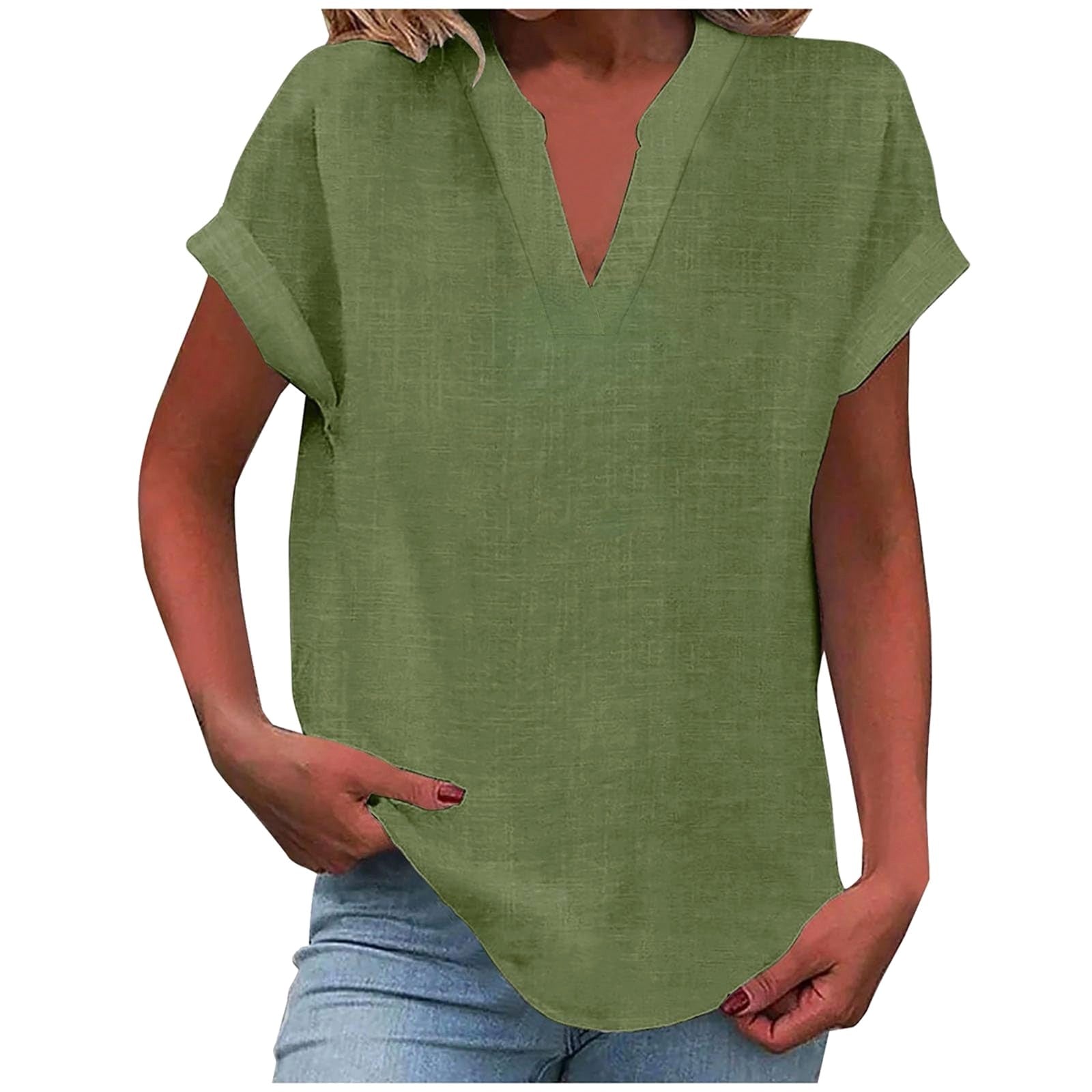 Lexi | Women's Relaxed V-Neck Blouse - Brown