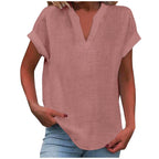 Lexi | Women's Relaxed V-Neck Blouse - Pink