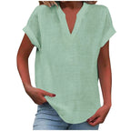 Lexi | Women's Relaxed V-Neck Blouse - Light Green