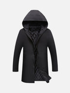 Liam | Men's Insulated Winter Coat, Mid-Length Warm Coat | The Dress Cellar | Black