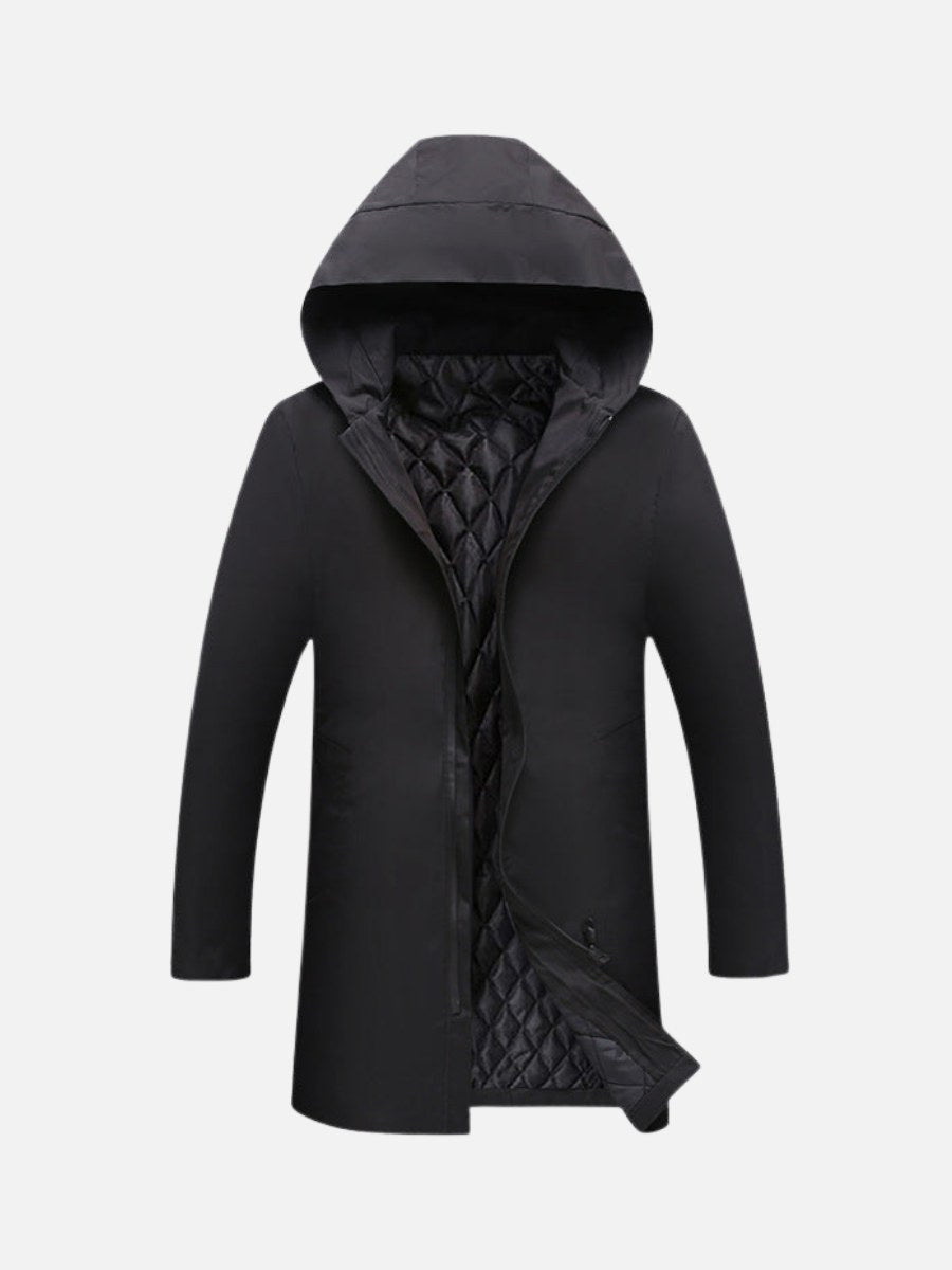 Liam | Men's Insulated Winter Coat, Mid-Length Warm Coat | The Dress Cellar | Black
