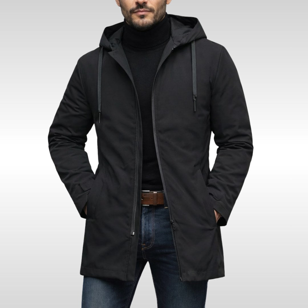 Liam | Men's Insulated Winter Coat, Mid-Length Warm Coat | The Dress Cellar | Brown