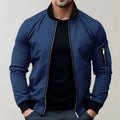 Liam | Men's Slim-Fit Bomber Jacket, Ribbed Collar Jacket | The Dress Cellar | Blue