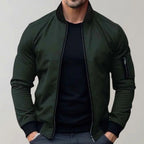 Liam | Men's Slim-Fit Bomber Jacket, Ribbed Collar Jacket | The Dress Cellar | Green