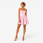 June | Women's Green Mini Dress with Thin Straps, Gathered Waist Summer Dress | The Dress Cellar