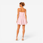 June | Women's Green Mini Dress with Thin Straps, Gathered Waist Summer Dress | The Dress Cellar