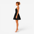 June | Women's Green Mini Dress with Thin Straps, Gathered Waist Summer Dress | The Dress Cellar