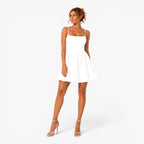 June | Women's Green Mini Dress with Thin Straps, Gathered Waist Summer Dress | The Dress Cellar