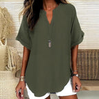 Lily | Women's Lightweight V-Neck Short Sleeve Top - image 6