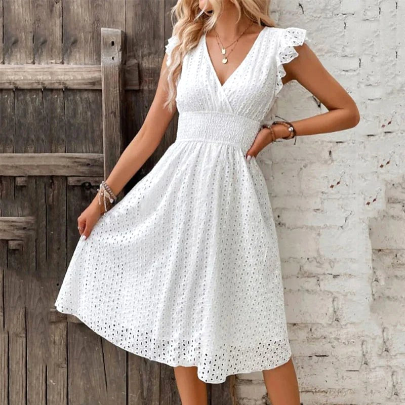 Lily | Women's V-Neck Summer Dress - Black