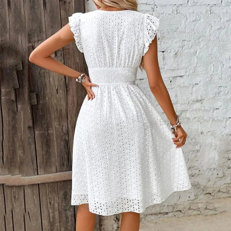Lily | Women's V-Neck Summer Dress - Navy