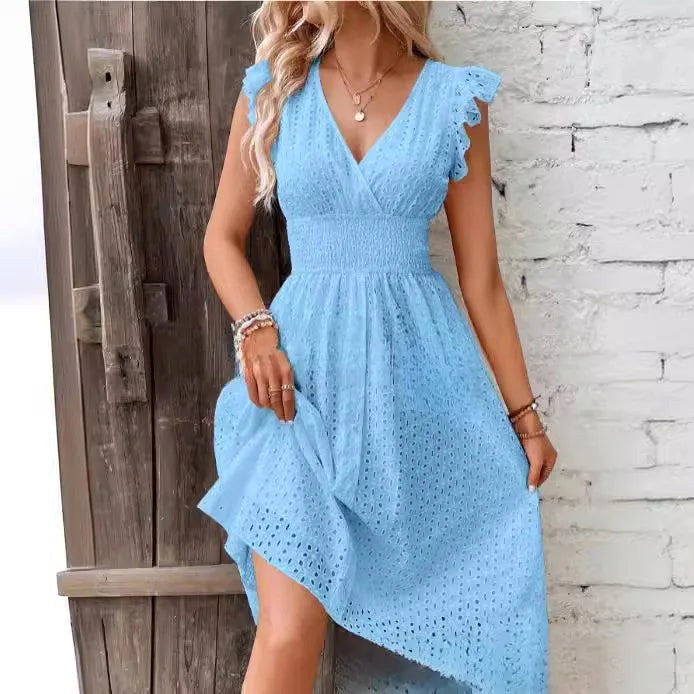 Lily | Women's V-Neck Summer Dress - Purple