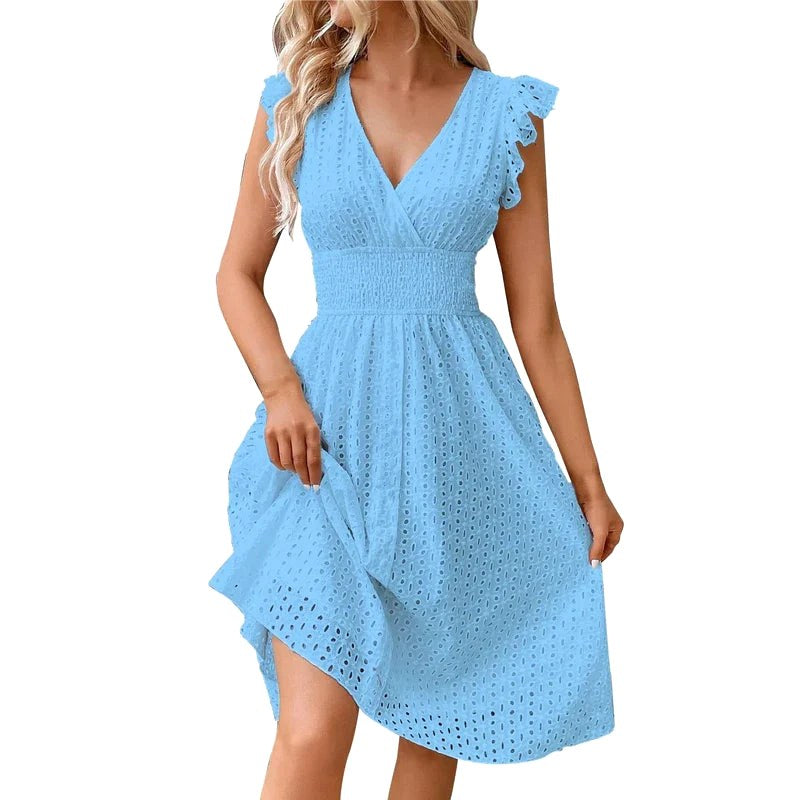 Lily | Women's V-Neck Summer Dress - Orange