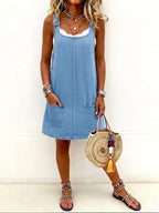 Lisa | Women's Casual Denim Overall Dress - image 2