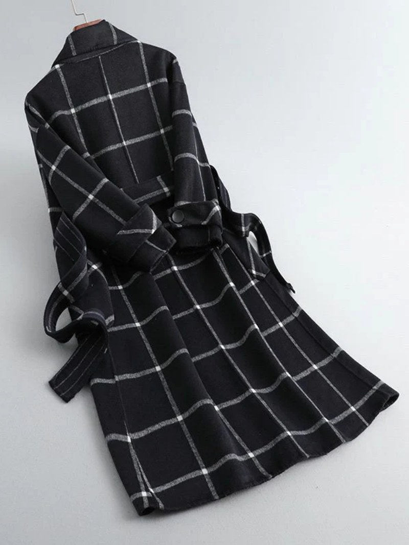 Lison | Women's Checked Wool Coat, Tailored Autumn Coat | The Dress Cellar