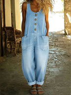 Liva | Women's Vintage Cotton Denim Jumpsuit - image 1