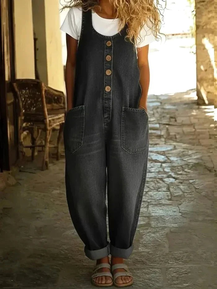 Liva | Women's Vintage Cotton Denim Jumpsuit - image 3