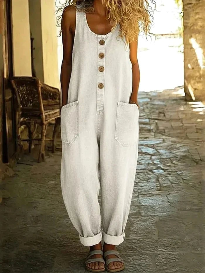 Liva | Women's Vintage Cotton Denim Jumpsuit - image 4