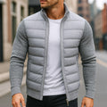 Logan | Men's Quilted Padded Jacket, Structured Everyday Jacket | The Dress Cellar | Light Grey