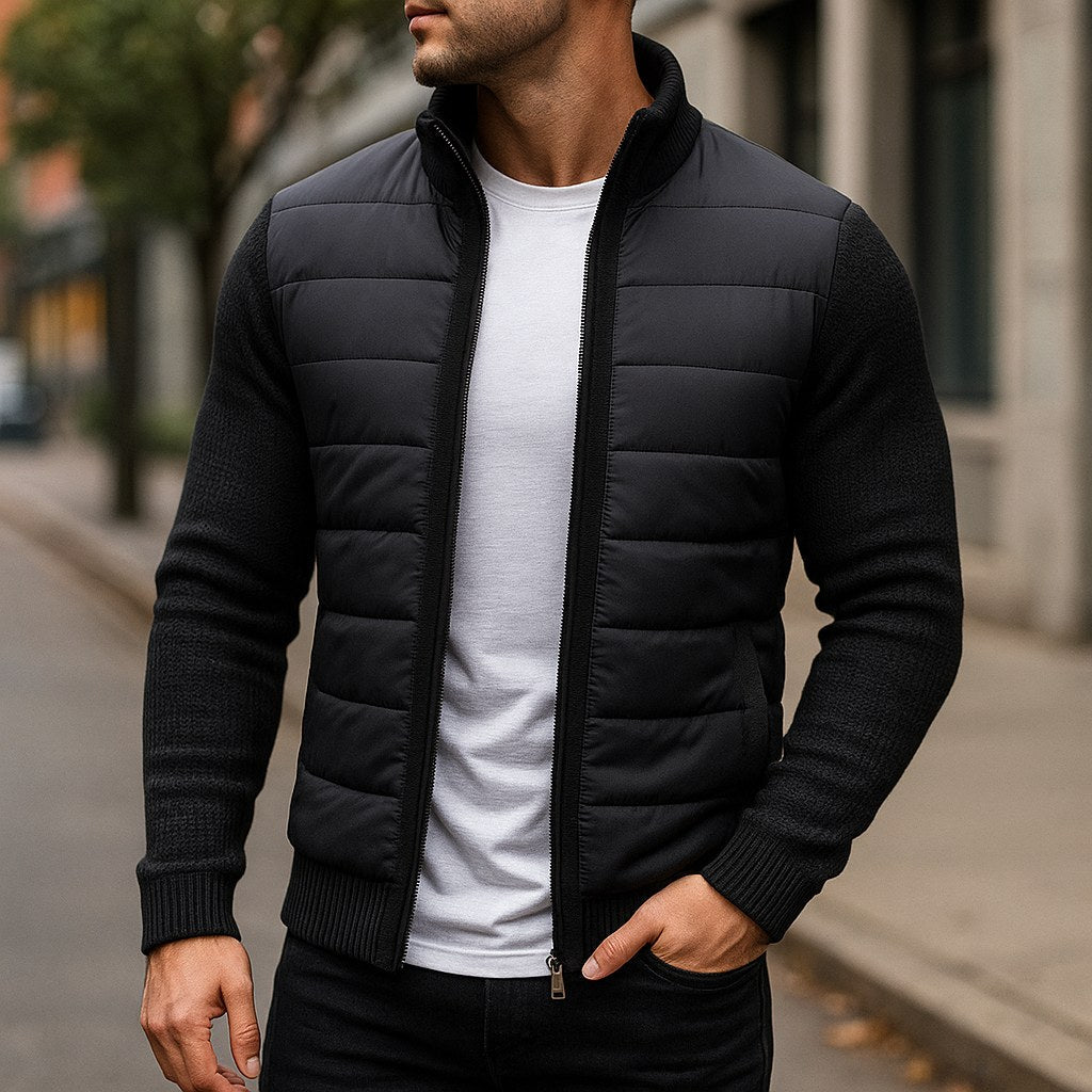 Logan | Men's Quilted Padded Jacket, Structured Everyday Jacket | The Dress Cellar | Black