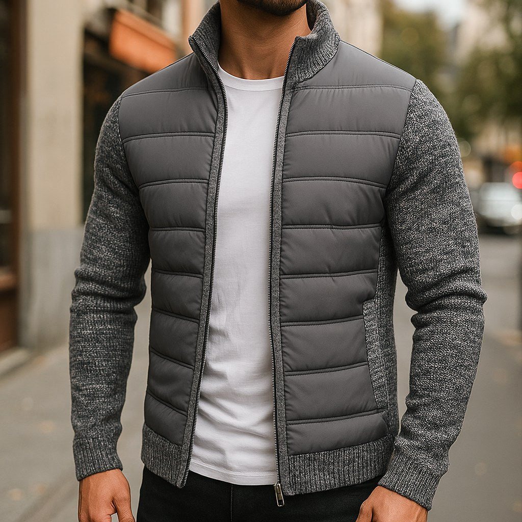 Logan | Men's Quilted Padded Jacket, Structured Everyday Jacket | The Dress Cellar | Dark Grey