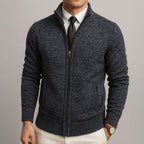 Logan | Men's Zip-Front Cardigan, Long Sleeve Knit Jumper | The Dress Cellar | Beige