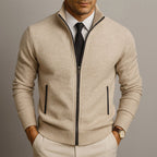 Logan | Men's Zip-Front Cardigan, Long Sleeve Knit Jumper | The Dress Cellar | Red