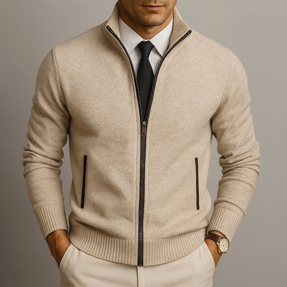 Logan | Men's Zip-Front Cardigan, Long Sleeve Knit Jumper | The Dress Cellar | Red