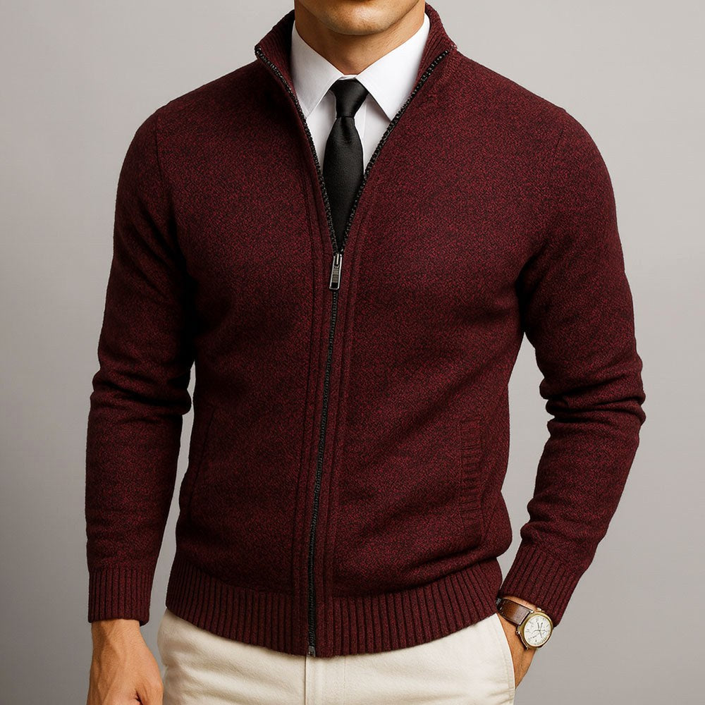 Logan | Men's Zip-Front Cardigan, Long Sleeve Knit Jumper | The Dress Cellar | Green