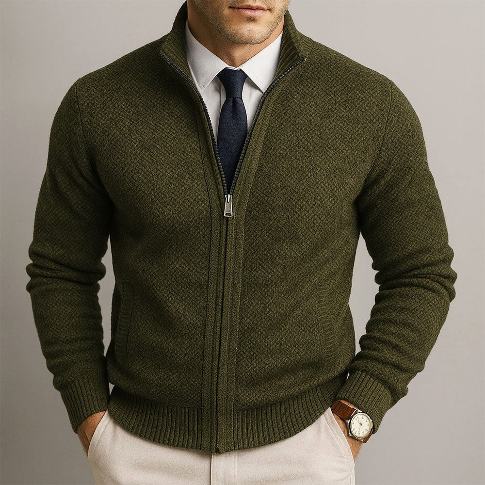 Logan | Men's Zip-Front Cardigan, Long Sleeve Knit Jumper | The Dress Cellar