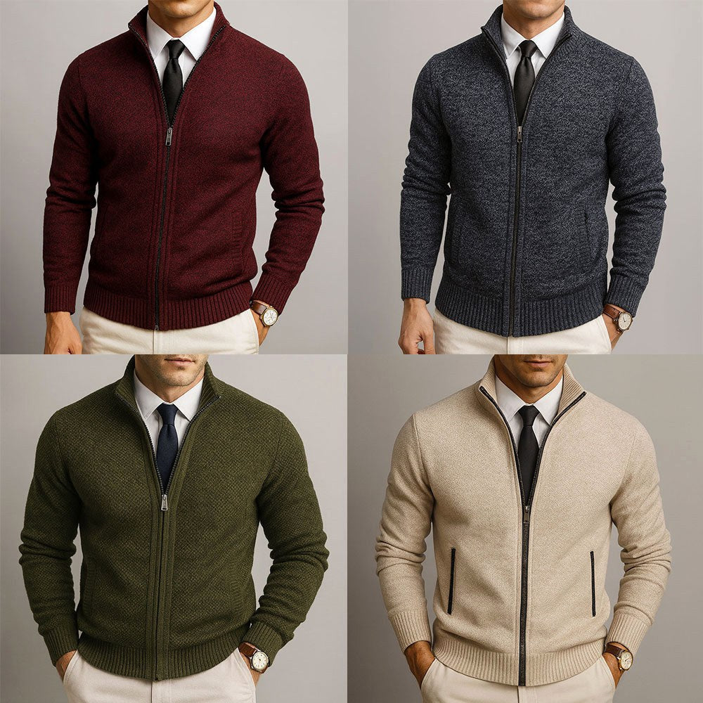 Logan | Men's Zip-Front Cardigan, Long Sleeve Knit Jumper | The Dress Cellar
