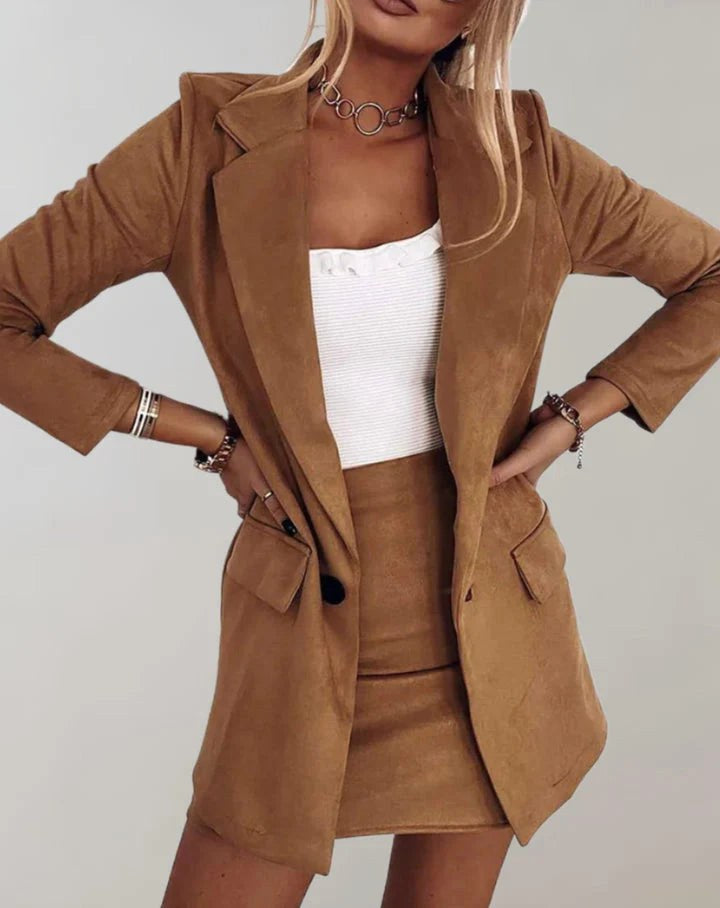 Hope | Women's Tailored Blazer and Mini Skirt Set, Two-Piece Suit | The Dress Cellar