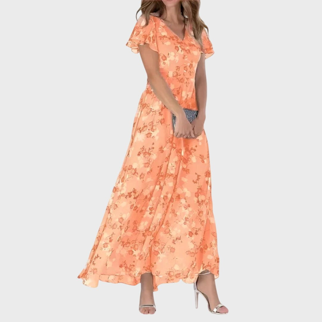 Lola | Women's Wrap Midi Dress - Orange