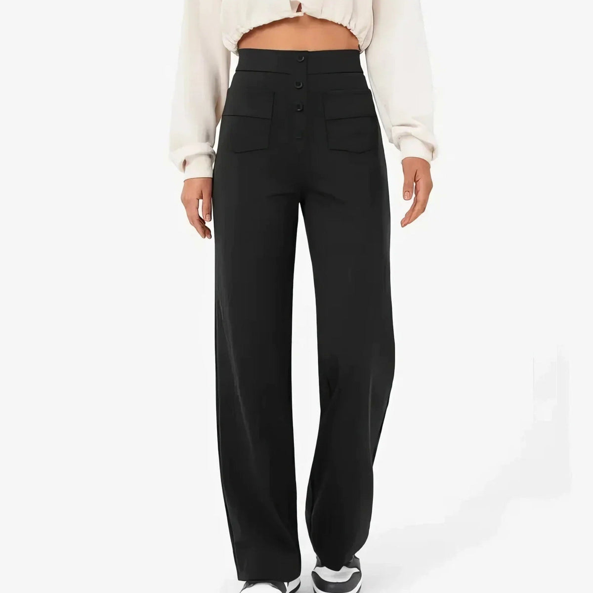 Lottie | Women's High-Waist Stretch Trousers, Comfortable Everyday Trousers | The Dress Cellar