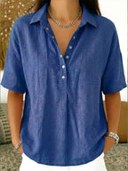 Louise | Women's Classic Collar Button Detail Blouse - image 1
