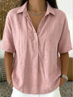 Louise | Women's Classic Collar Button Detail Blouse - image 2