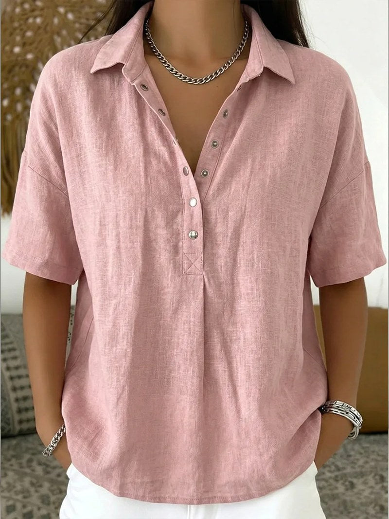 Louise | Women's Classic Collar Button Detail Blouse - image 2