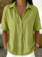 Louise | Women's Classic Collar Button Detail Blouse - image 3