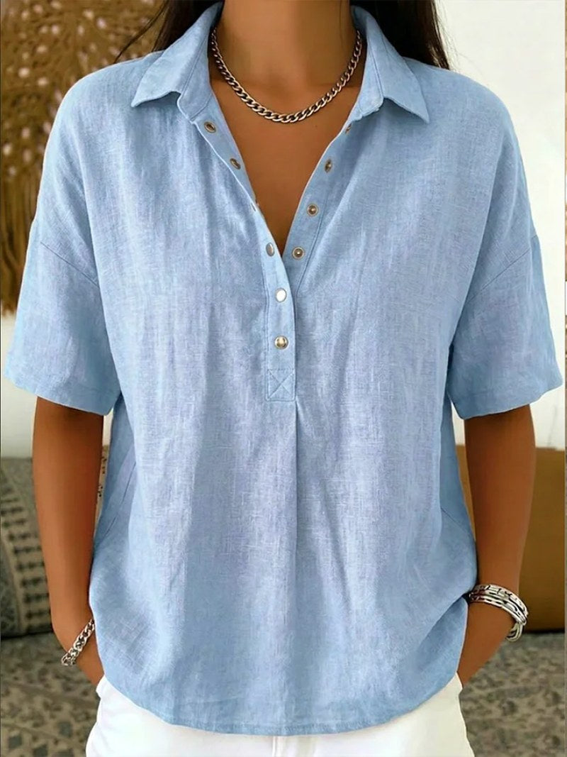 Louise | Women's Classic Collar Button Detail Blouse - image 4