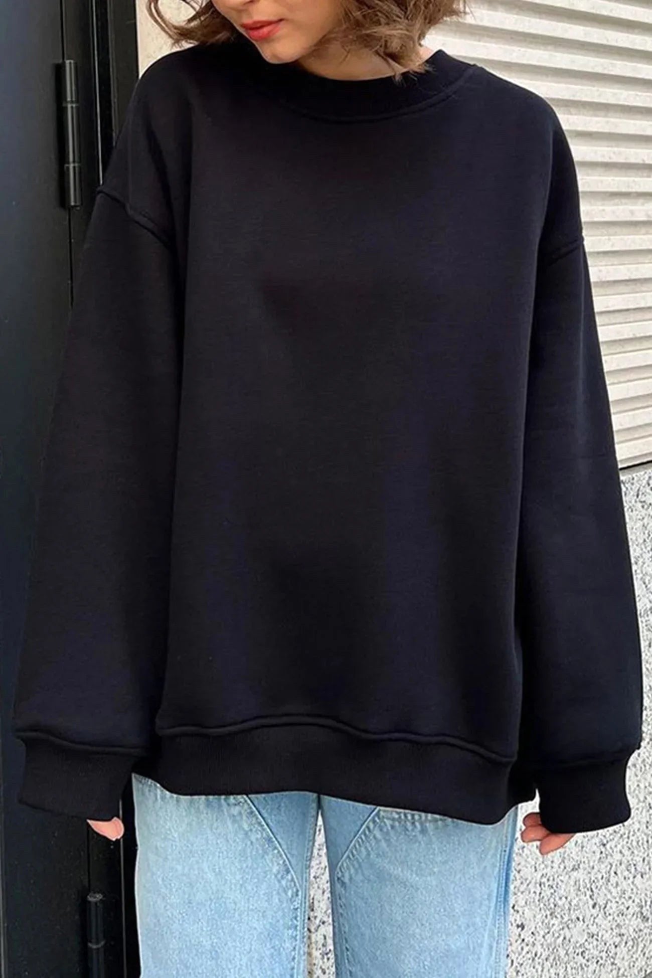 Lucienne | Women's Oversized Round-Neck Sweatshirt, Relaxed Fit Jumper | The Dress Cellar | Green