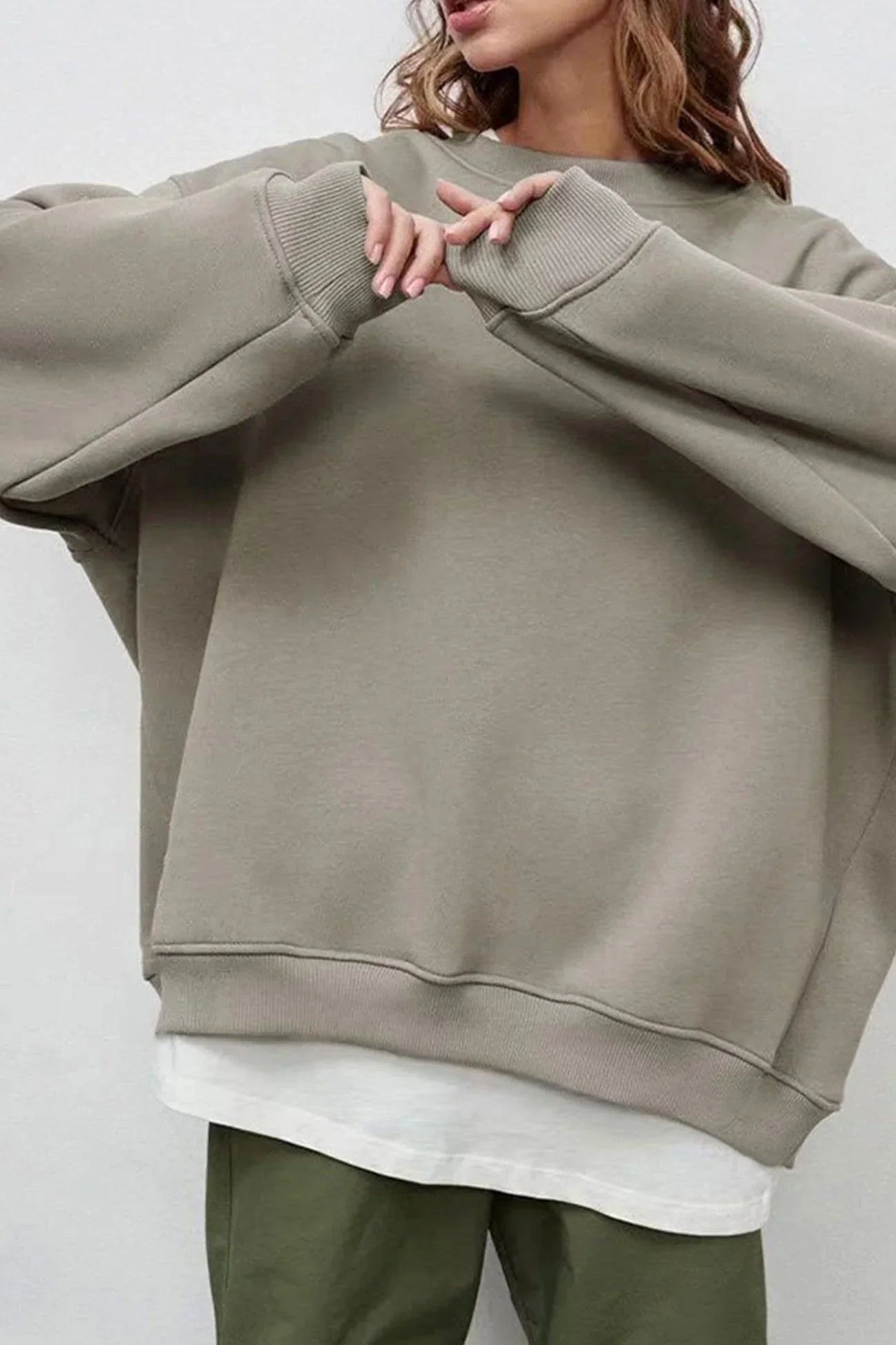 Lucienne | Women's Oversized Round-Neck Sweatshirt, Relaxed Fit Jumper | The Dress Cellar | Dark Grey