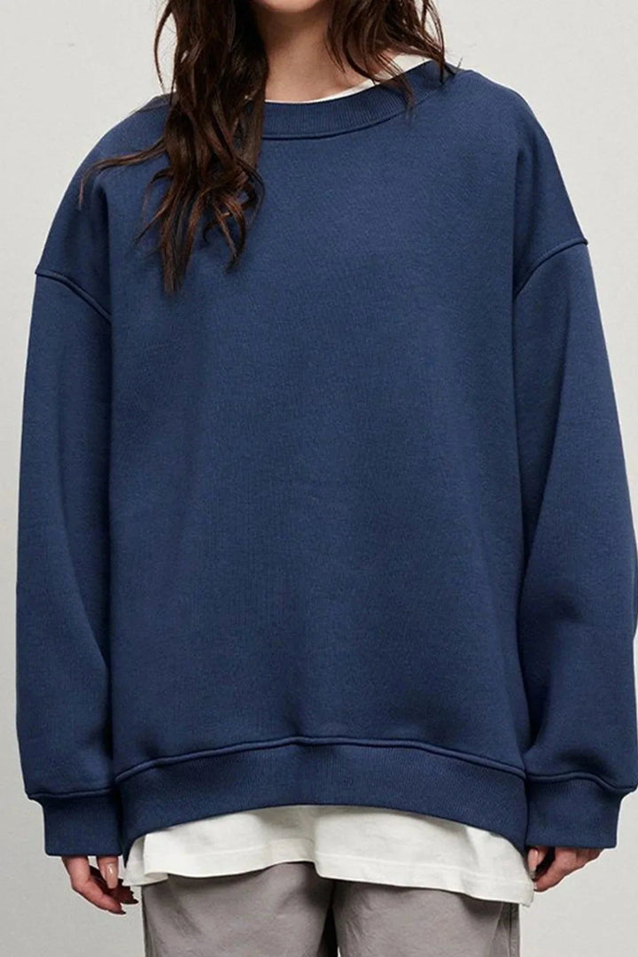 Lucienne | Women's Oversized Round-Neck Sweatshirt, Relaxed Fit Jumper | The Dress Cellar | Brown