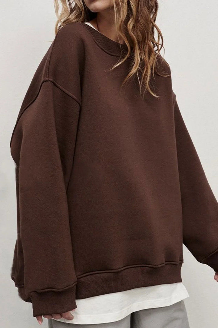 Lucienne | Women's Oversized Round-Neck Sweatshirt, Relaxed Fit Jumper | The Dress Cellar